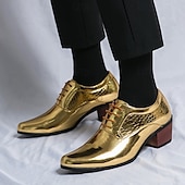 olcso Hivatalos-férfi arany metálfényű fűzős oxford cipő - elegáns, fényes, alkalmi lábbeli különleges alkalmakra