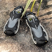 voordelige Buitensandalen-Bruine gesloten heren outdoor wandelsandalen met ademend mesh bovenwerk, gevoerde zool, avontuurlijke stijl voor volwassenen, geschikt voor bergpaden, boswandelingen, zomerkamperen