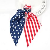 baratos Acessórios de penteados-Elásticos de cabelo com bandeira americana para mulheres e meninas, dia da independência, 4 de julho, elásticos de cabelo, estrela vermelha, branca e azul, laços de cabelo patrióticos, fitas do dia da