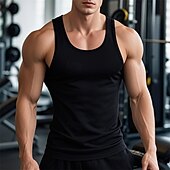cheap Tank Tops-Men&#039;s Tank Top Vest Top Undershirt Sleeveless Shirt Sleeveless Crew Neck Summer Plain Fashion Designer Basic Classic Vacation Street Going out Black White Wine Top Tee for Men