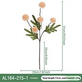 baratos Plantas e Flores Artificiais-1 maço de flores de dente-de-leão simuladas com 5 flores de bola de pingue-pongue, flor artificial de plástico de galho único para decoração de casamento, adereço interno, arranjo floral artificial