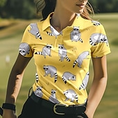 olcso Női ing-US Open Női Teniszing Rövid ujjú Nyomtatott UPF50+ Gyors szárítás Tenisz Golf Tollaslabda Polo gallér Állat Póló Felsők Fehér Sárga Rózsaszín Tenisz ruházat