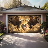 abordables Bannières de Garage et de Porte-Décorations de porte du 4 juillet Couvre-porte de garage Américain Patriote Aigle Bannière extérieure Grand fond pour décorations de garage extérieur à la maison