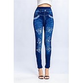 abordables Impression 3D Bleue-Leggings pour femmes Pantalons Impression 3D Chinos Vacances Streetwear Décontracté Longueur Complète Haute Taille Imprimé Papillon Confortable Doux Agréable Extensible Extérieur Rue Noir Bleu Été