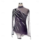 お買い得  男子と少年のフィギュアスケート衣装-フィギュアスケート用トップス 男性用 男の子 アイススケート トップス ダークグレー パッチワーク スパンデックス 高弾性 訓練 競技大会 スケートウェア クラシック クリスタル・ラインストーン 長袖 アイススケート フィギュアスケート