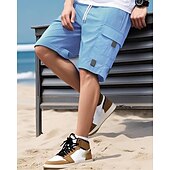 economico Vacanza-Per uomo Pantaloncini cargo Shorts Pantaloncini Estivi Coulisse Elastico in vita Multi-tasche Semplice Comodità Indossabile Lunghezza al ginocchio All&#039;aperto Sport Quotidiano Moda Casual Nero Blu