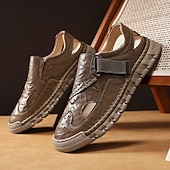 billiga Avslappnade sandaler-herrsandaler bruna friluftssandaler med kardborreband och bekväm design för vandringsresor och vardagsbruk