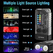 abordables Lampes de poche-Lampe torche LED petite et puissante, ultra lumineuse, 1 000 lm, porte-clés, 365 nm, UV, rouge, vert, bleu, mini lampe torche de poche, aimant latéral, bip sonore, 14 modes
