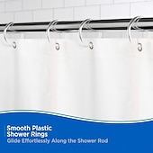 cheap Shower Curtains-Clear Premium Plastic Shower Rings Provide Effortless Gliding on Standard Shower Rods Set of 12, Easy Snap Closure, BPA-Free Plastic