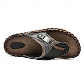 billige Ferietøfler-Herre vintage brune flip-flops i kunstskinn med robust sklisikker såle – utendørs sandaler for sommerfotturer, strandeventyr og daglig bruk