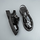 cheap Dress Sandals-Men's Black Faux Leather Gladiator Sandals - Durable and Stylish Sandals for Summer Adventures