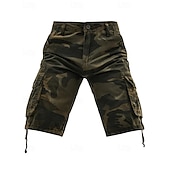 baratos Clássico-Homens Bermuda Cargo Shorts camuflados Calção Shorts de verão Bolso multi Bolso com aba Côr Camuflagem Conforto Vestível Comprimento do joelho Ao ar livre Esporte Diário Moda Casual Azul Marinho Cáqui