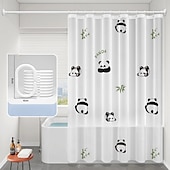 お買い得  シャワーカーテン-PEVAシャワーカーテンパターン印刷バスカーテン防水カビ防止、フック付き180x180cm 70&quot;x70&quot; 200cm長