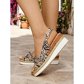 olcso Nyári szandálok-női paisley mintás platform espadrille szandál – bohém, slingback talpú, masni díszítéssel, nyaraláshoz, nyári utcákra és tengerparti sétákhoz