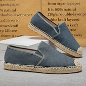 billiga Slip-ons och loafers till herrar-herrblå espadriller med slip-on-sula i jute – lätta och andningsbara skor för varmt väder