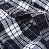 billiga Pyjamas-Herr Sovkläder Pyjamas set Pyjamastopp och byxa 1set Rutig Mode Stylish Klassisk Hem Dagligen Säng Bomull Komfort Mjuk Kavajslag Långärmad Cardigan Byxa Elastisk midja Vår Höst Vit + Svart Marinblå