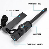 economico Attrezzatura da Campeggio-Kit accendifuoco portatile di alta qualità con selce e acciaio - strumento di sopravvivenza compatto e multiuso con barre di magnesio, spago esca per campeggio, escursionismo, EDC e situazioni di