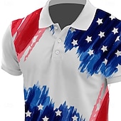  4. Juli 2026 250. Herren Amerikanische US-Flagge Polo Kurzarm Polo-Shirts Hemden mit Kragen Lässig Outdoor Alltagskleidung 3D-Druck Sommer Weiß Grün