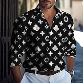 voordelige Geometrisch patroon-Voor heren Geometrisch Kleurenblok Raster / Plaid Overhemd Overhemd met knopen Casual overhemd Lange mouw Mode-casual Formeel Vakantie Dagelijks gebruik Zomer Lente Strijkijzer 3D-afdrukken shirts