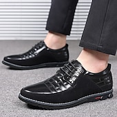 voordelige Casual Veterschoenen-Heren zwart-witte imitatieleren sneakers met sportief design – comfortabele en modieuze schoenen voor casual dagen, reizen en weekenduitjes