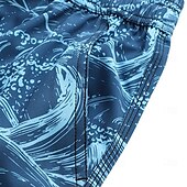 baratos Calções para Homem-Homens Calção Shorts de praia Com Cordão oceano Abstrato Arte abstrata Respirável Secagem Rápida Comprimento do joelho Ao ar livre Férias Casa Férias Estilo Étnico Azul Céu Azul Marinha Com Stretch