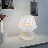 abordables lampe de chevet-Lampe champignon vintage, lampe de chevet en verre avec câble, lampe de table à intensité variable avec ampoule 3 couleurs, lampe de bureau rétro, veilleuse champignon, mini lampe LED pour bureau,