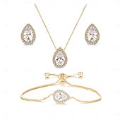 billige Smykkesett-Brudesmykkesett 1 sett zirkon strass øredobber halskjede armbånd dame elegant stilig søtt smykkesett til bryllup spesiell anledning fest aftenantrekk