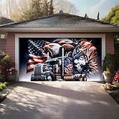 abordables Bannières de Garage et de Porte-Décorations de porte du 4 juillet Couvre-porte de garage Américain Patriote Aigle Bannière extérieure Grand fond pour décorations de garage extérieur à la maison