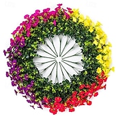 baratos Plantas e Flores Artificiais-16 maços de flores artificiais artificiais para áreas externas - 4 cores de ipomeia artificial para plantador, flores artificiais resistentes a raios UV para varanda e pátio externo