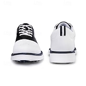 cheap Men&#039;s Golf Shoes-Men&#039;s Classic Black and White Golf Shoes with Faux Leather Upper - Versatile Design for Golf and Casual Wear