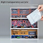 cheap Storage &amp; Organization-1:64 Model Car Display Case Diecast Diorama Garage，Simulated Parking Lot Model Miniature Scene Parking Lot PVC Assembly with Light Parking Space Model Display Frame Toy Display Box