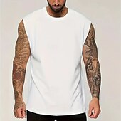 preiswerte Fitness Tank-Tops-Herren Tank Top Weste Unterhemd Ärmelloses Shirt Ärmellos Rundhalsausschnitt Sommer Einfach Mode Designer Basic Klassisch Urlaub Straße Ausgehen Schwarz Weiß Rosa Top T-Shirt für Herren