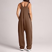 Damskie Normalny Kombinezon Moda miejska Jednokolorowe Bez rękawów Dekolt w kształcie litery U Kieszeń Ulica Codzienny Regularny Czarny Jasnozielony Rumiany róż Lato tanie casualowe kombinezony-Damskie Normalny Kombinezon Moda miejska Jednokolorowe Bez rękawów Dekolt w kształcie litery U Kieszeń Ulica Codzienny Regularny Czarny Jasnozielony Rumiany róż Lato