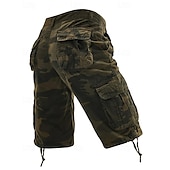 baratos Clássico-Homens Bermuda Cargo Shorts camuflados Calção Shorts de verão Bolso multi Bolso com aba Côr Camuflagem Conforto Vestível Comprimento do joelho Ao ar livre Esporte Diário Moda Casual Azul Marinho Cáqui