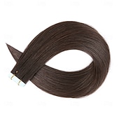 preiswerte Einklebbare Haarverlängerungen-2# dunkelbraun Remy Echthaar Tape in Extensions nahtlose glatte Haare 18 Zoll 50g 20 Stück