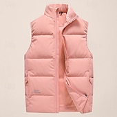 abordables Gilets-Homme Gilet en duvet Quotidien Occasionnel Printemps &amp; Automne Avec Poches Polyester Confortable Couleur Unie Fermeture éclair Col montant Noir Rose Claire Rouge Violet Gilet