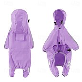 baratos capa de chuva-Capa de chuva para cachorro, capa de chuva impermeável com capuz, capa de chuva refletiva alta para animais de estimação com furo para guia para cães pequenos, médios e grandes