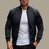 preiswerte Herrenjacken &amp; Herrenmäntel-Herren Bomberjacke übergangsjacke Alltagskleidung Leicht Reißverschluss Sommer Frühling Einfach Streetwear Kragen Regulär Schwarz Rot Dunkelblau Grau Jacken
