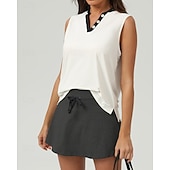 economico Camicia Donna-US Open Per donna Patchwork Maglia da tennis Senza Maniche Rilegatura a contrasto Traspirante Tennis Pickleball Scollo a V Top Nero Bianco Abbigliamento da tennis