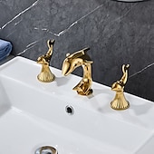economico Rubinetti per lavandino bagno-Rubinetto per lavabo - Ampia diffusione Cromo / Galvanizzato Rubinetto a tre fori Due maniglie tre foriBath Taps