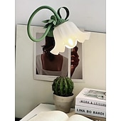 levne noční lampa-Květinová lucerna, moderní lilie, foukané skleněné stolní lampičky, noční světlo s USB, do ložnice, obývacího pokoje, patice E27