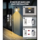 economico Applique per esterni-1 pz. Luci da parete per esterni, impermeabili, solari, in acciaio inox, con sensore umano, illuminazione intelligente per scale, balconi e recinzioni.