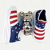 cheap Men&#039;s Sneakers-Men&#039;s Patriotic Slip-On Sneakers - American Flag Print Style for Casual Outdoor and National Holiday Wear