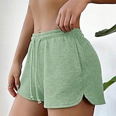ieftine Pantaloni scurti-Pentru femei Pantaloni Sport chinez Pantaloni Scurți Vacanță Epocă Modă Scurt Talie Înaltă Simplu Buzunar Curea elastică Confortabil Απαλό Comfortabil Micro-elastic În aer liber Stradă Albastru