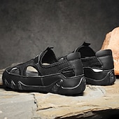 billiga Avslappnade sandaler-Herrsandaler Bruna Mesh-utomhussandaler med justerbara remmar och vadderad sula för vandring, strand och sommaräventyr