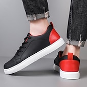 cheap Casual Sneakers-Men's Premium Navy Blue and Orange Faux Leather Sneakers with Fashionable Color Accents for Casual and Athletic Wear