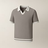 preiswerte Herren Elite Polo-Herren Polo Geschäft Lässig Umlegekragen Kurzarm Farbblock Jacquard V-Ausschnitt Weich Sommer Frühling Herbst Normale Passform Weinrot Schwarz Khaki Polo