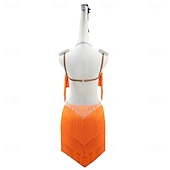 abordables robe de compétition-Danse salsa latine Robe Cristal / Strass Gland Épissage Femmes Performance Soirée Sans manches Spandex
