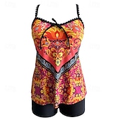 billige One Pieces &amp; Tankinis-Dame Bikinikjole To stykke badedrakt knyttede Badetøy Badetøy Rosa Pustende Hurtigtørkende Ermeløs - Svømming Surfing Snorkling Sommer