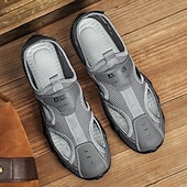 billiga Avslappnade sandaler-Herrsandaler Bruna Mesh-utomhussandaler med justerbara remmar och vadderad sula för vandring, strand och sommaräventyr